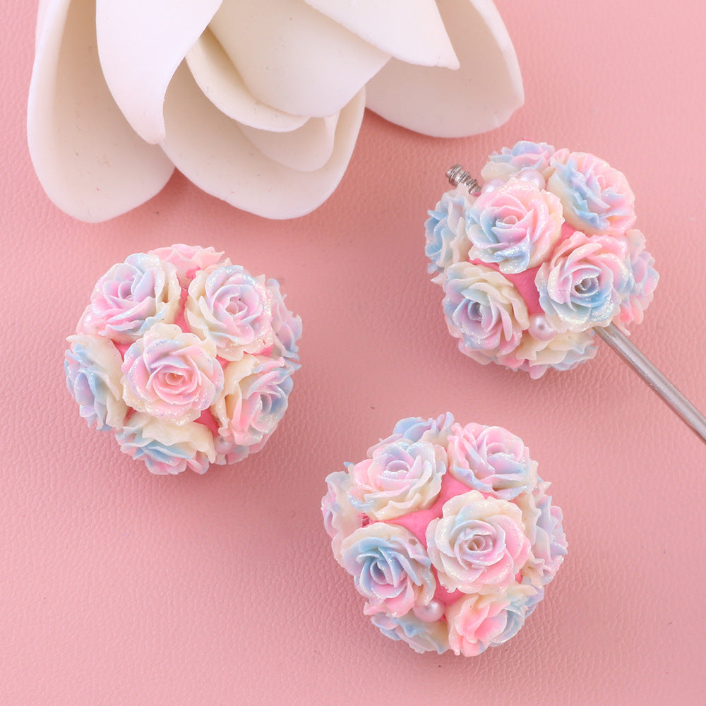 Wholesale 6pcs/pack  Luminous  Soft Flower DIY Wearable Straight Hole Beads